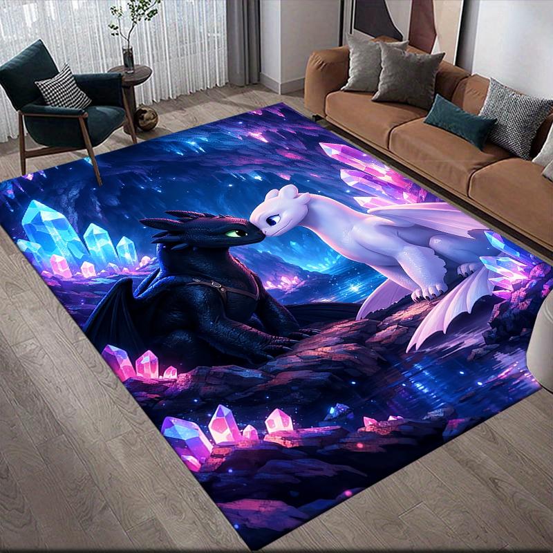 How To Train Your Dragon Toothless & Light Fury (2) Area Rug, HTTYD Fan Cozy Carpet, Great Gift.chl