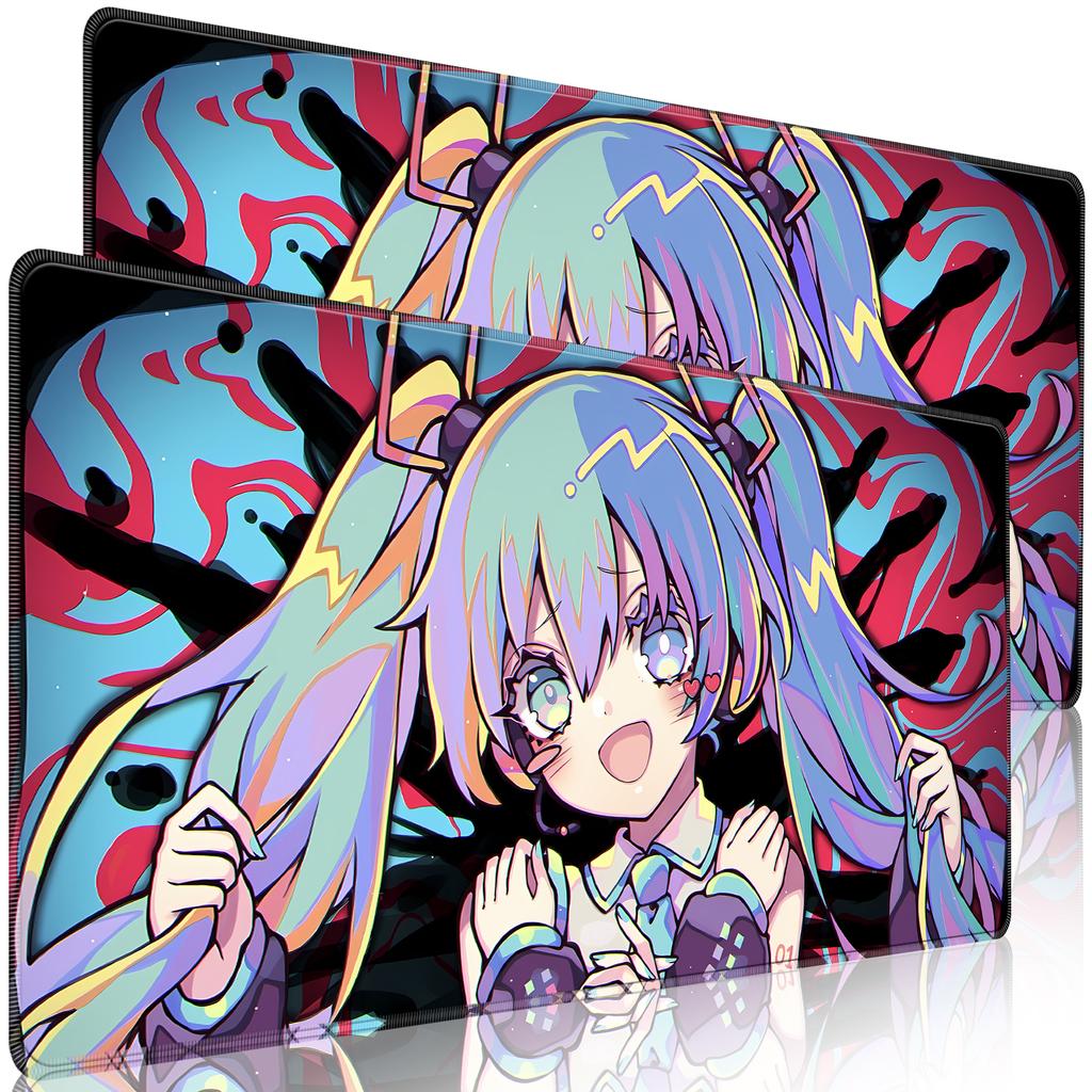 Tappetino per Mouse PC H-hatsune Miku Multidimensionale Gamer Mausepad Tappetino per Tastiera Tappetini da Scrivania Estesi Accessori da Ufficio e Gaming Mousepad