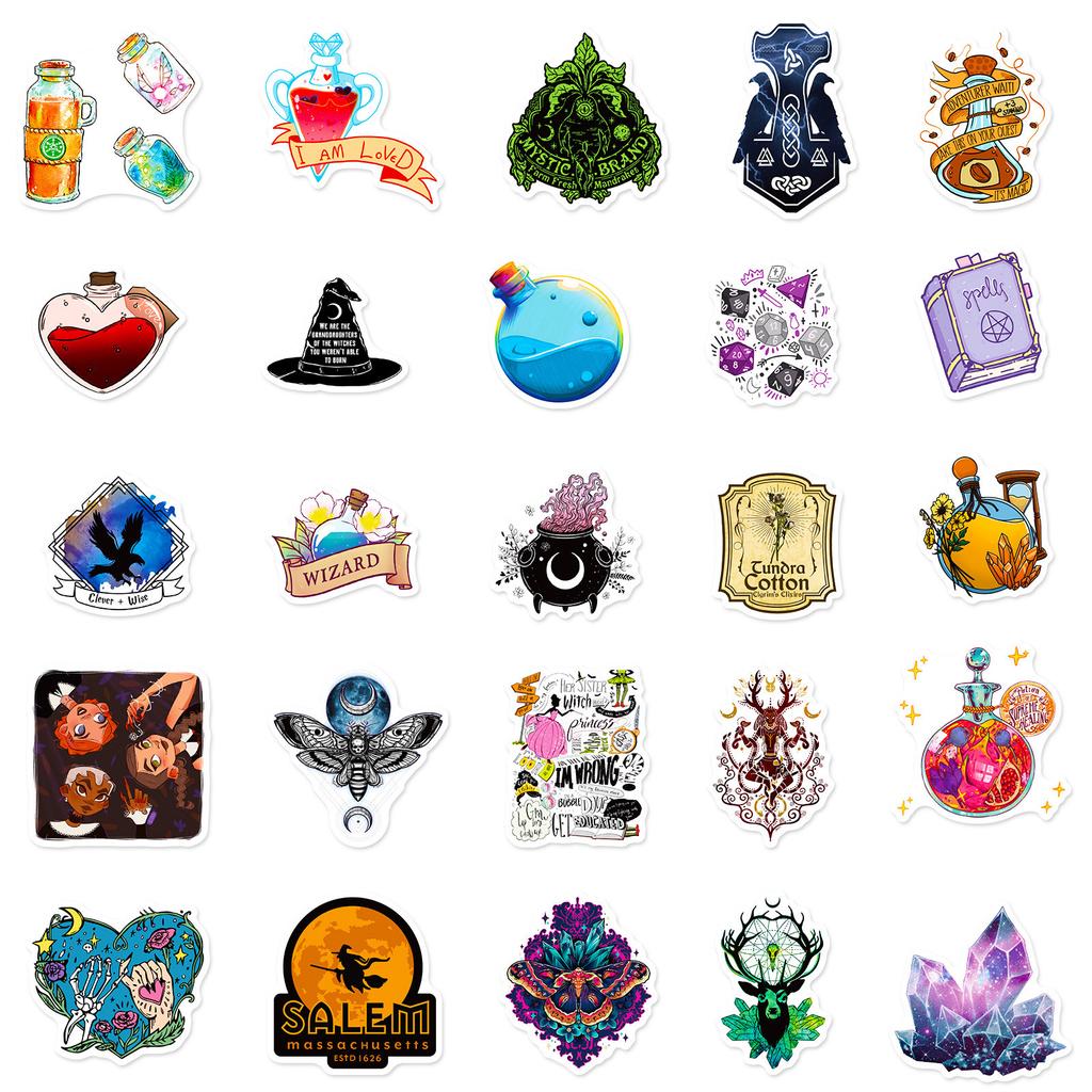 50 Średniowiecznych Magicznych Naklejek Nowa Europejska i Amerykańska Sztuka Kreskówkowa Naklejki na Etui na Telefon Komórkowy