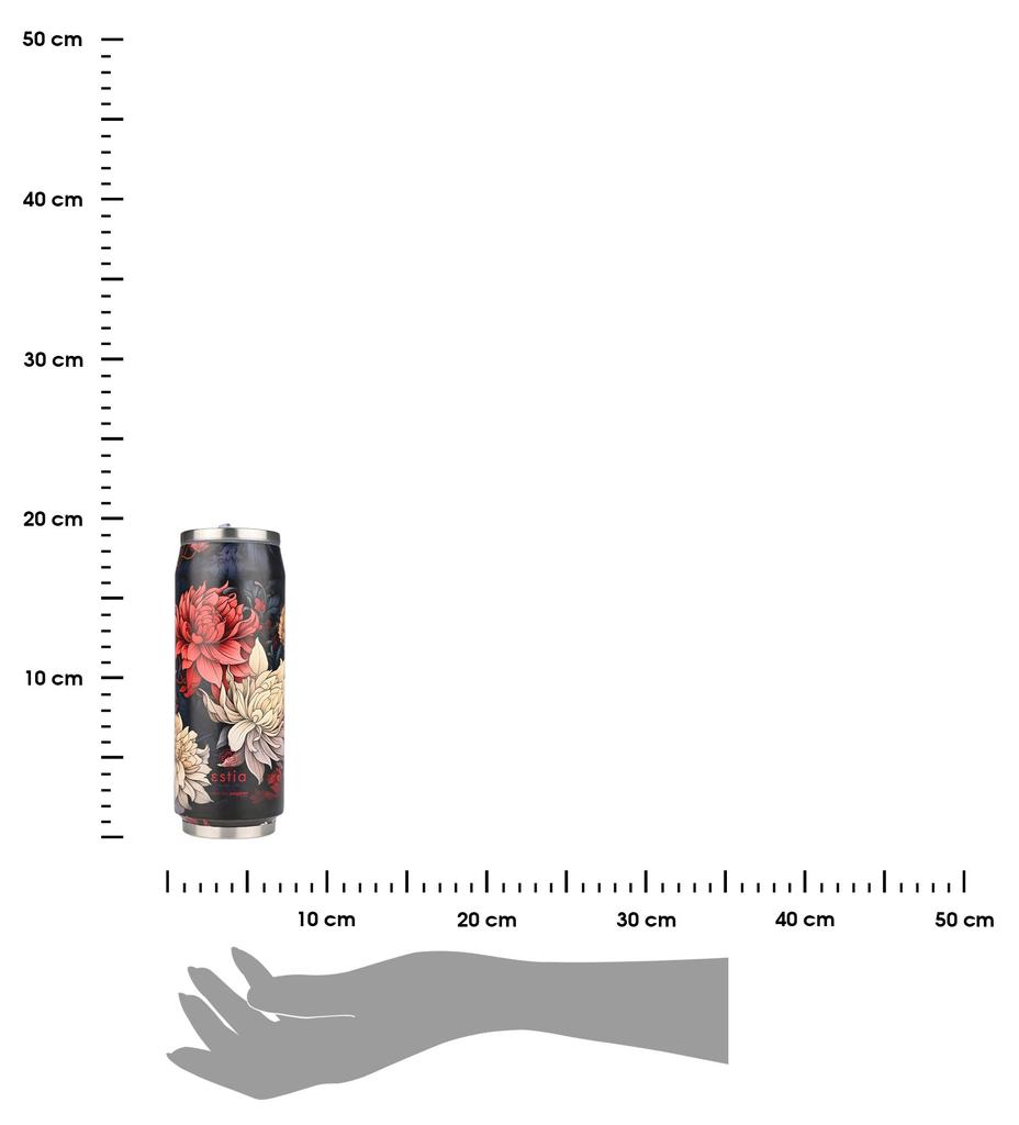 Floral Thermal Mug with Straw 500 Ml Midnight Blossom