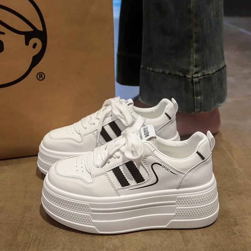 Little white shoes women's spring new inner height increase thick-soled versatile sports and leisure small leather board shoes tide