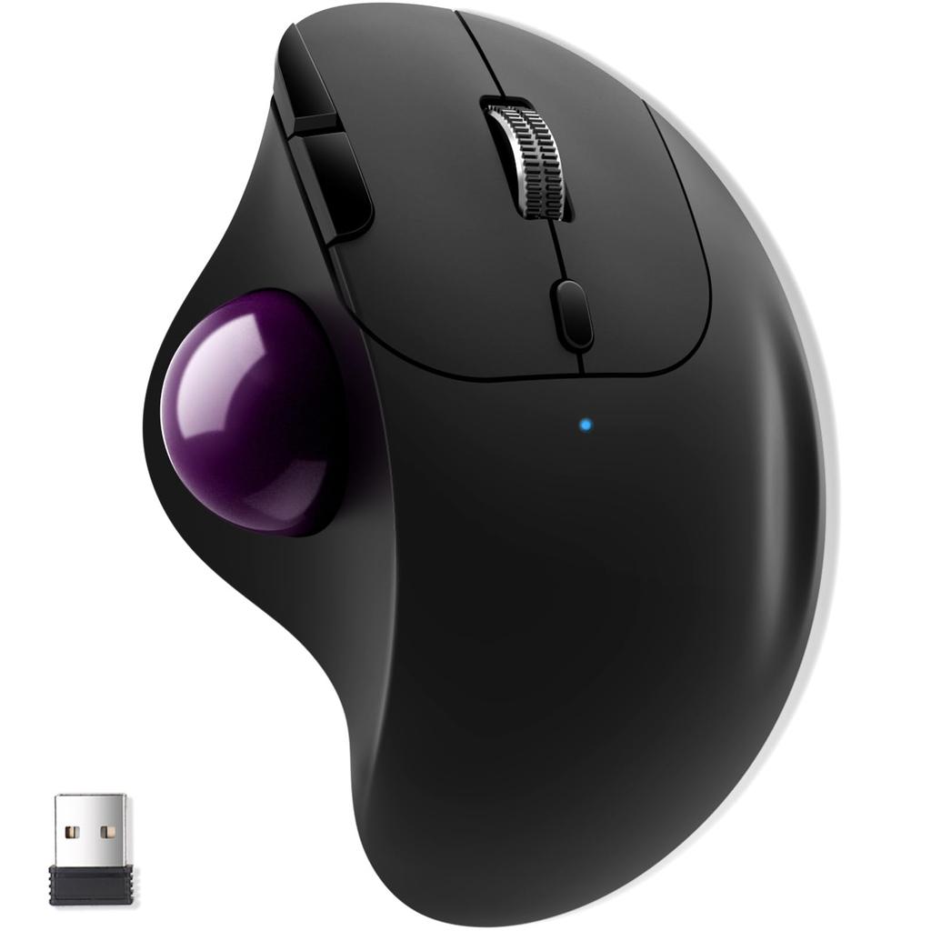 2023 Ewin Wireless Trackball Mouse, 2.4GHzBluetooth Compatible, Thumb-Mouse, Quiet, High Precision, Two-Level DPI Switching, Ergonomic Design,