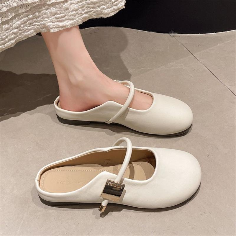 Fashion French Flat-toe Half-slipper Women's Outerwear New Spring and Summer One-foot Mary Jane Evening Shoes