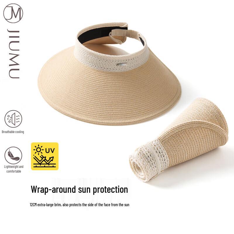 JIUMU Women's Roll-Up Wide-Brim Sun Visor Hat