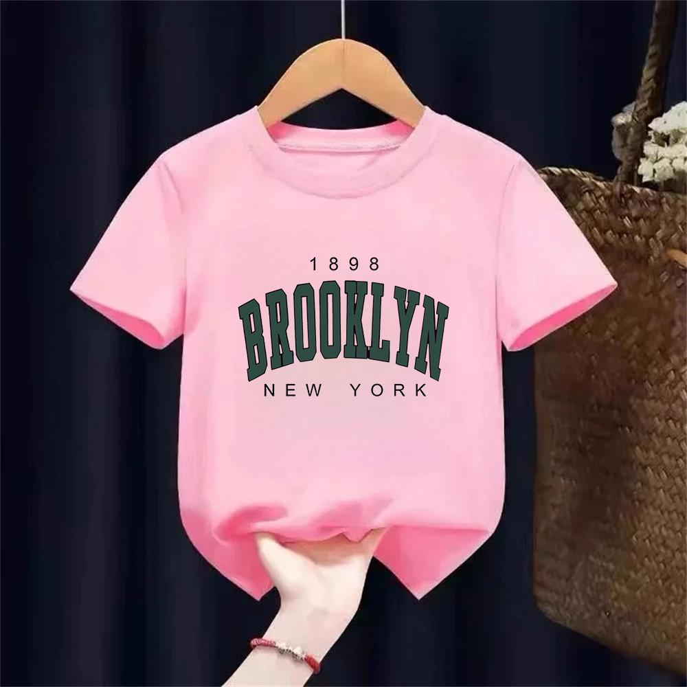 T Shirt Los Angeles Number 91 Brooklyn Graphic Round Neck Kids Tshirt Casual Girls Top