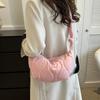 Female Puffer Shoulder Bag Trendy Soft Down Pillow Shopper Bag with Zipper Quilted Simple Crossbody Bag for Teenage Girls