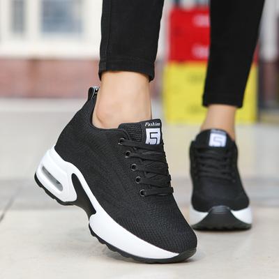 Autumn New Mesh Breathable Invisible Inner Height Increase Women's Shoes Casual Platform Sports Shoes Women's Single Shoes White