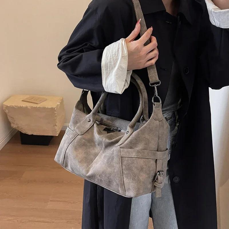 Women's Retro Frosted Crossbody Bag Handbag Large Capacity Casual Versatile Commuting Bag Shoulder Bag Multi-functional Tote Bag For Outdoor Commuting