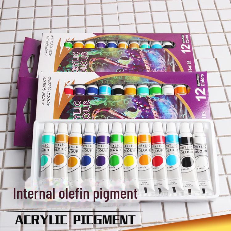 

Детский набор акриловых красок 12 мл 12 цветов с тюбиками для краски 12 ml 12 colors purple box