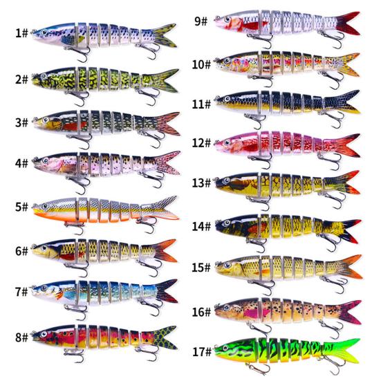 13.4cm 18g Multi-knot Fish Bait Realistic Design 3D Eyes Holographic Body Lure Bait Set with Built-in Ball Swinging Fish Lure