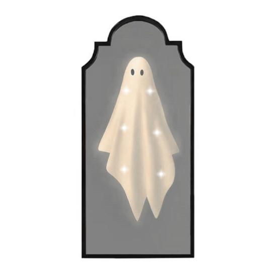 Halloween Ghost Mirror Spooky Hologram Ghost Skeleton Mirror with LED Light for Halloween Home Bedroom Decor