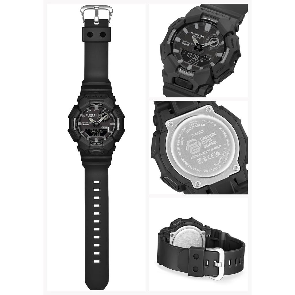 Casio G-Shock Men's Watch with Life Log Tracking, Bluetooth, Tough Solar, Eco-friendly Material, All Black - Official Japan Model GA-B010-1A1JF