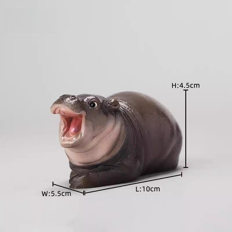 

Cute Hippopotamus Baby Figurine Realistic Miniature Animal Ornaments Home Creative Living Room Bedroom Decoration Funny Gifts
