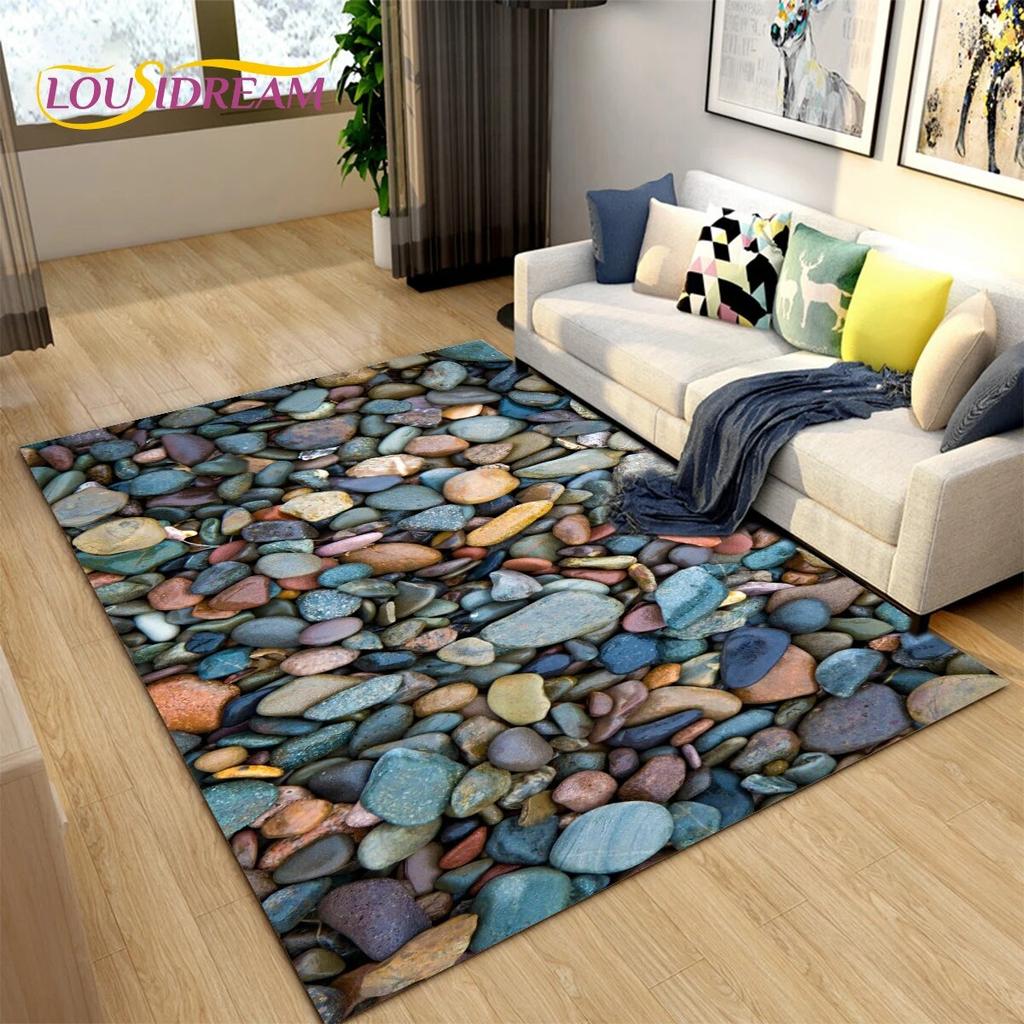 3D Color Cobblestone Stone Area Rug,Carpet Rug for Living Room BedRoom Decoration,Kitchen Doormat Bathroom Anti-slip Floor Mat