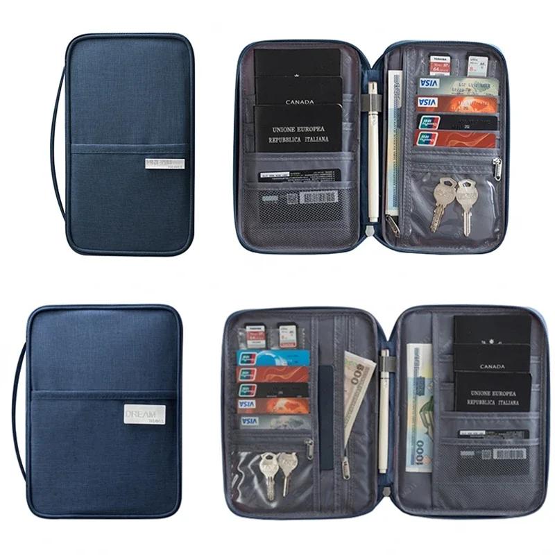 Damen Multifunktions-Reisepasshülle, wasserdicht, Rosa, Taschen, Familiendokumenten-Organizer, Reisezubehörtasche