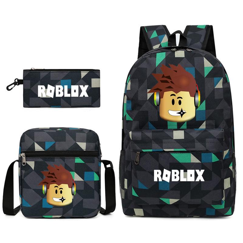 Roblox Backpack Set 3-Piece School Bag Travel Bag Student Bookbag for Boys Girls Adults Black