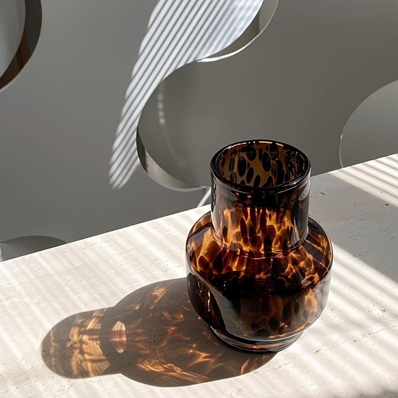 New Arrival Leopard Print Glass Vase Light Luxury Retro Desktop Ornament for Home Model Room & Living Room