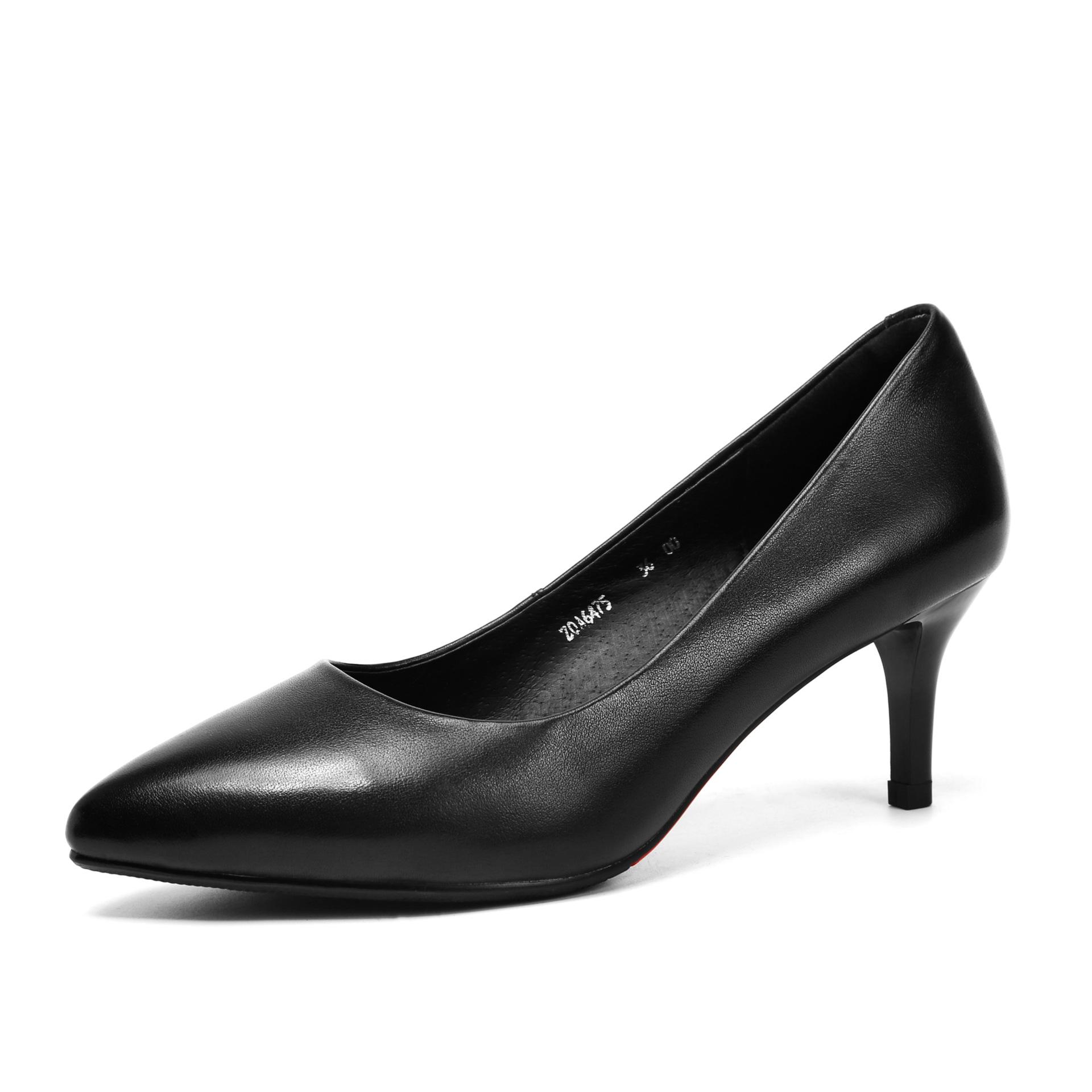 

2025 модели из натуральной мягкой кожи весна и осень профессиональные туфли-лодочки с неглубоким вырезом, темпераментные, удобные для работы, женские, на среднем каблуке 3-5 см, толстый h 33