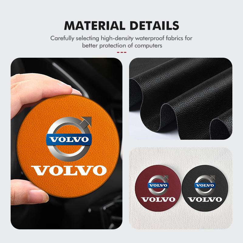 2 Stück Wildleder Auto-Getränkeuntersetzer Rutschfeste Wasserbecher-Matte Flaschenhalter-Pad Für Volvo Xc60 Xc90 V40 V60 S60 V50 V90 S80 C40 XC40 V70 XC70