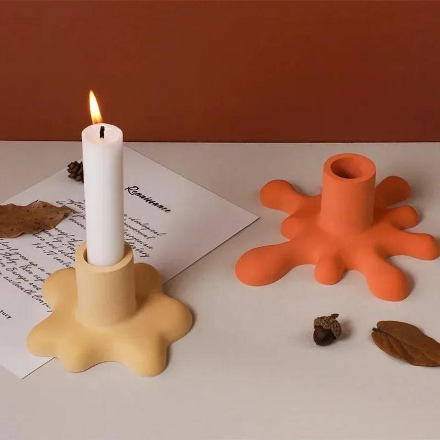 1 Pcs Long Candlestick Silicone Mold Aromatherapy Candlestick Plaster Mold Dripping Candlestick Epoxy Resin DIY Mold