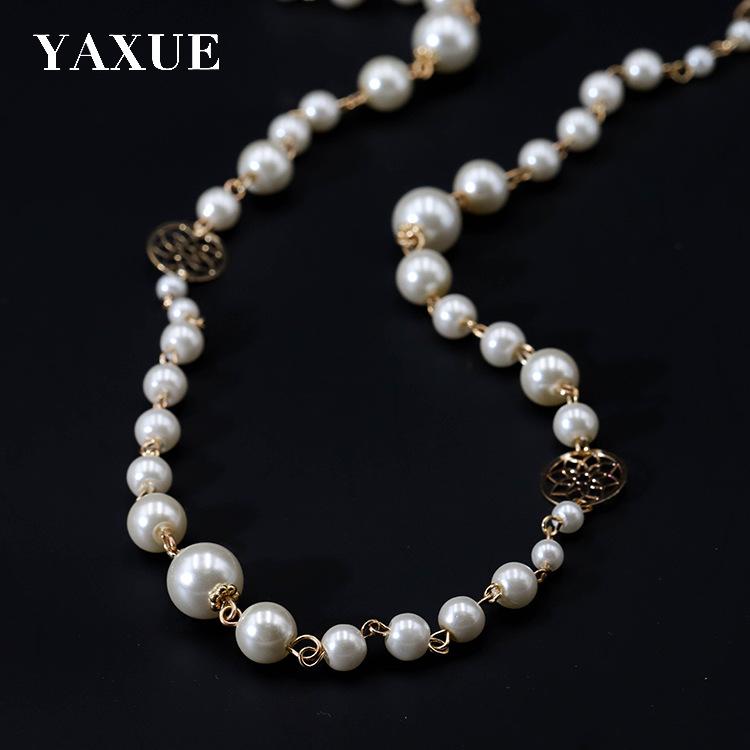 Europeiske og amerikanske motemerker, glassperler, allsidige lange halskjeder, tilbehør, genserkjeder for kvinner