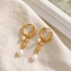 18K Gold-Plated Stainless Steel Drop Earrings French Light-Luxury Pearl Pendant ZIRCON Stone Elegant Versatile Jewelry Women