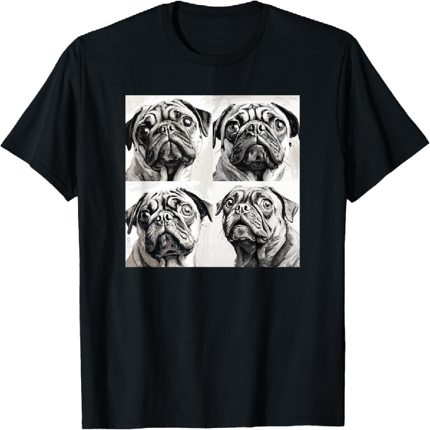 

Funny Pugs Face Portrait Cute Pop Art T-Shirt XXXXXL різнокольоровий