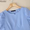 ZANZEA Women Summer V-Neck Elegant Casual Half Sleeve Blouse