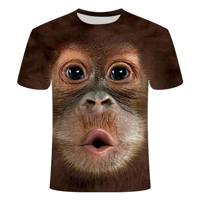 Camisetas com estampa de macaco para crianças, meninos e meninas, camisa casual de verão, roupas infantis de animais, camisetas de manga curta