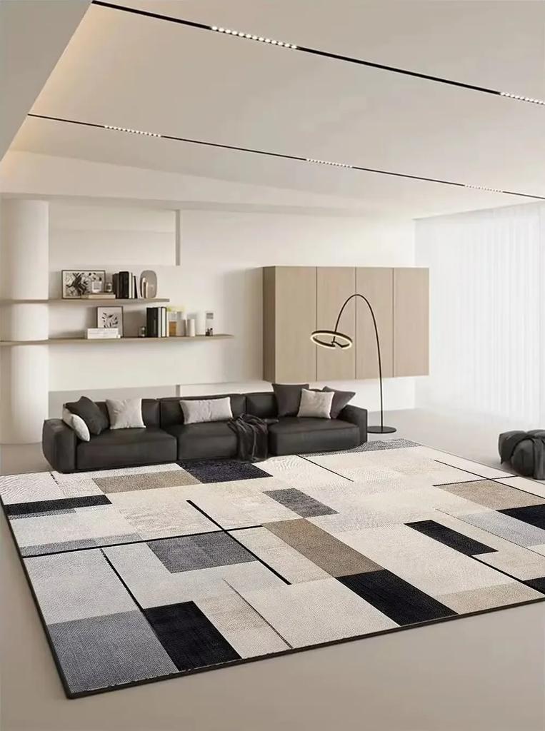 Light Luxury Geometric Large Living Room Carpet Modern Style Decoration Home Sofa Side Floor Mats Soft Rugs for Bedroom