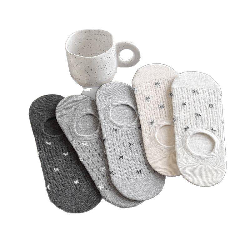 Mesh Small Bow Invisible Socks Hair Boneless Versatile Korean East Gate Does Not Fall Off With Boat Socks Thin Cotton
