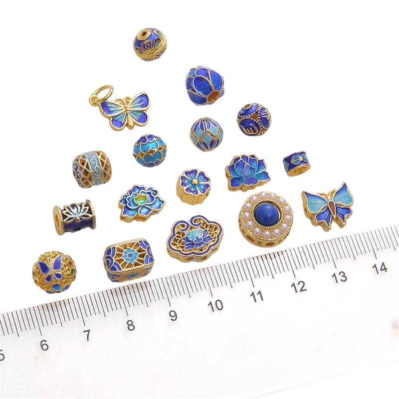 Copper Cloisonn Beads Charm Accessories For DIY Jewelry Making Bracelet Earring Necklace