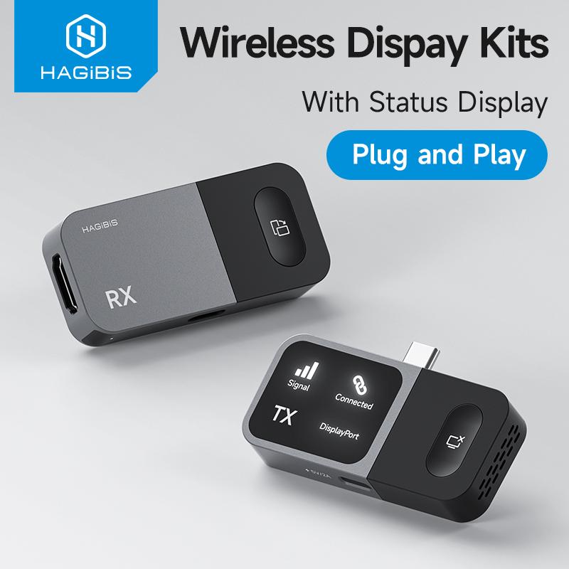 Hagibis Kabelloses USB C Sender und Empfänger Kit HDMI Video Extender Spiegelungs Dongle für Telefon Tablet Laptop Monitor Samsung