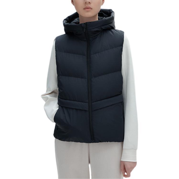 ANTA Vests Women's Black Hooded Non Detachable Thickened And Fleece Lined Other 962247902-3