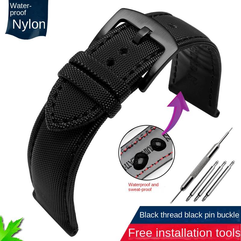 Fiber Nylon Leather Watchband For Tudor Mido Tag Heuer Citizen Seiko Huawei Male Canvas Watch Strap Waterproof 20 21mm 22mm 23mm