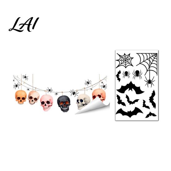 Funny Cat Bat Decals Halloween Static Cling Window Stickers Cute Ghost Pumpkin Glass Holiday Party Decorations Decals Removable Adhesive-Free