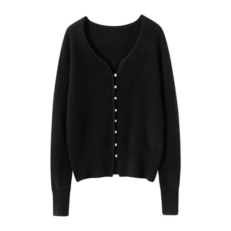 

100% Pure Cashmere V-Neck Waist-Defining Cardigan - High Luxury Long Sleeve Knit Outerwear Large