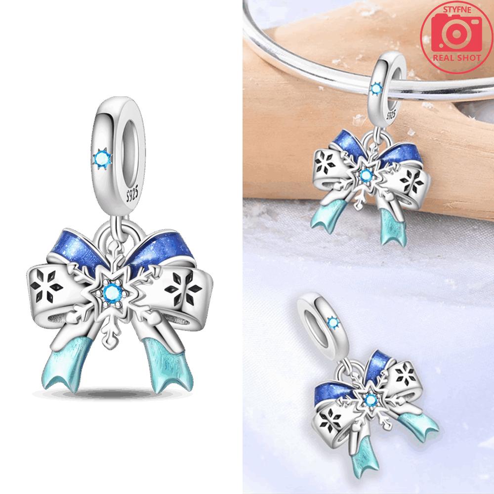 Moon Star Pendant Blue Ice Snow Glass Heart Dolphin Original Copper Beads Fit Bracelet Diy Jewelry Gift Accessory Making
