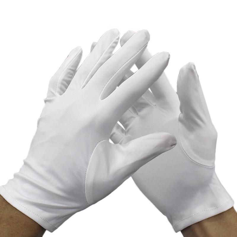 

White Lint-Free Microfiber Gloves for High-Grade Jewelry Handling with Elastic Band