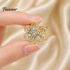 Electroplated Scarf Accessory Rhinestone Flower Ring, Six Petal Clip Fashion Jewelry Sparkling Holder for Women Shirts Silk Scarves Shawls Smooth
