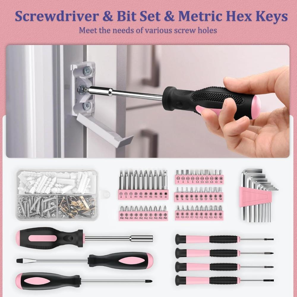 Sundpey Home Tool Kit 281-PCs - General Basic Home Auto Repair Tool Kits - Complete Portable Hand Tool Sets for Women - Tool Box