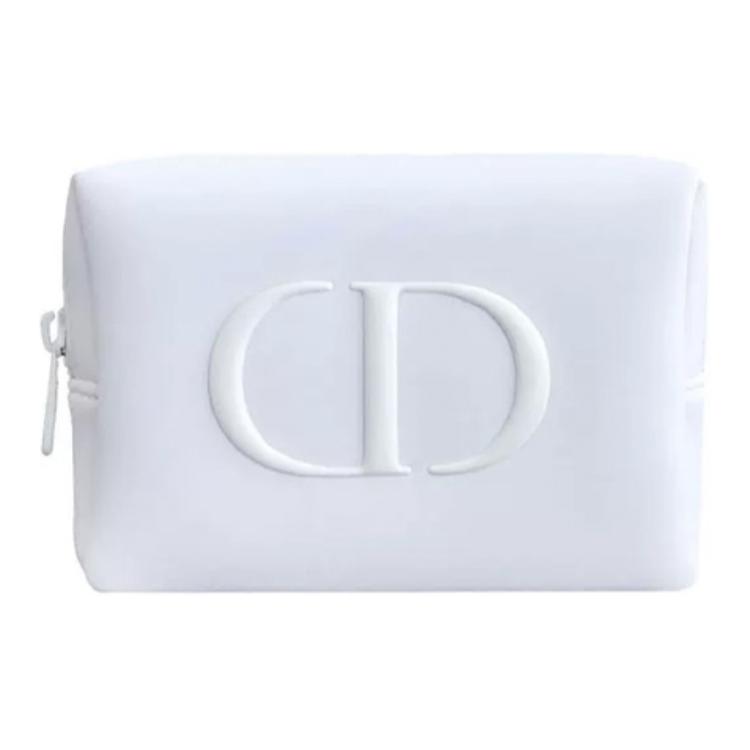 Dior Cd Logo Cosmetic Pouch White Matte Travel Makeup Bag