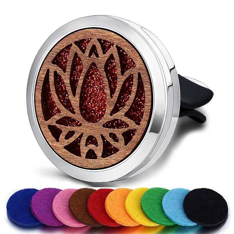 Refillable Car Air Freshener Smell Natural Wood Perfume Diffuser Clip Auto Vent Freshener Decoration Interior Accessories