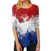 Naiste iseseisvuspäeva moodne vabaaja ümmargune kaelus, pikkade varrukatega ebakorrapärase värviga sobiv trükitud pikkade varrukatega T-särk