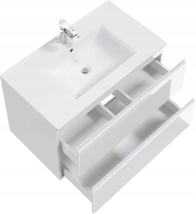 White 60x50 bathroom cabinet, hanging, with a countertop for a washbasin, Modus chest of drawers