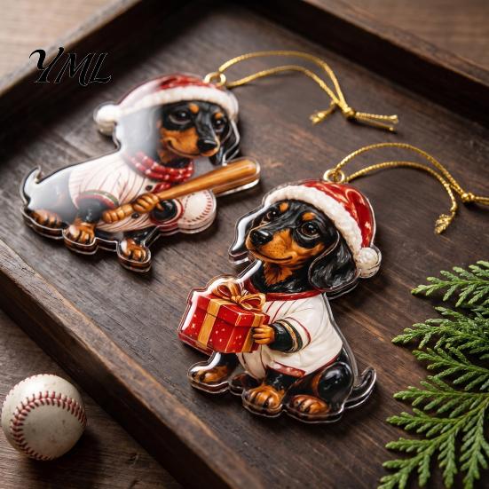 Dog Lover Holiday Advent Gifts 2026 Dachshund Calendar, 24 Days Acrylic Baseball Figures Theme Party Supplies Christmas Countdown Collectible Cartoon