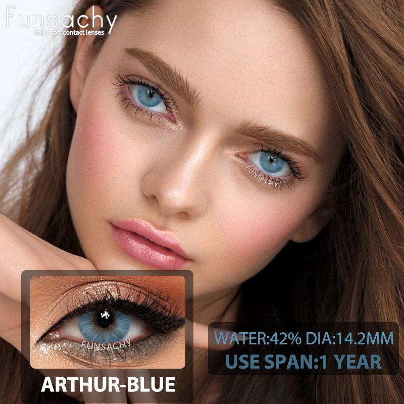 FUNSACHY 2Pcs Best Selling Contacts Colored Lenses Color Blue Green Grey Series Soft Lens Natural EyeBeauty Pupil Cosmetic Lens