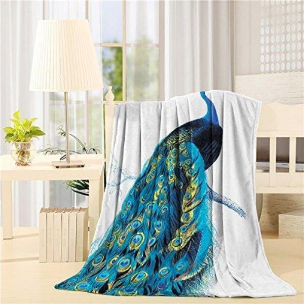 

Peacock Print Flannel Blanket Super Soft Comfortable Warm Blanket Lightweight Blanket 70x100cm