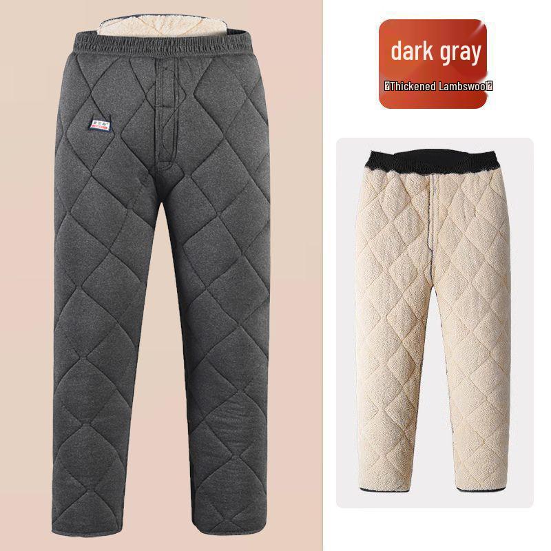 Men's Winter Cotton Jacket and Pants Set with Plus Velvet Lambswool - Warm Thickened Grandpa Style