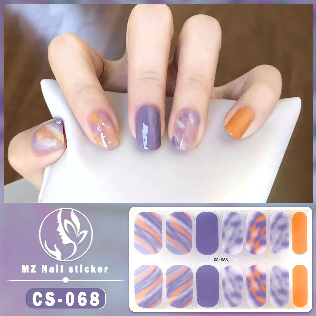 CS Waterproof No-Cure Gel Nail Wraps, Full Cover Spring & Summer Blend & Contrast Color Nail Stickers, Nail Patch Films